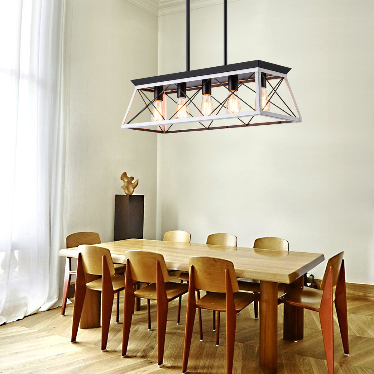 Chandelier Pendant Light For Dining Room Kitchen, 5 Light Fixture With Adjustable Height