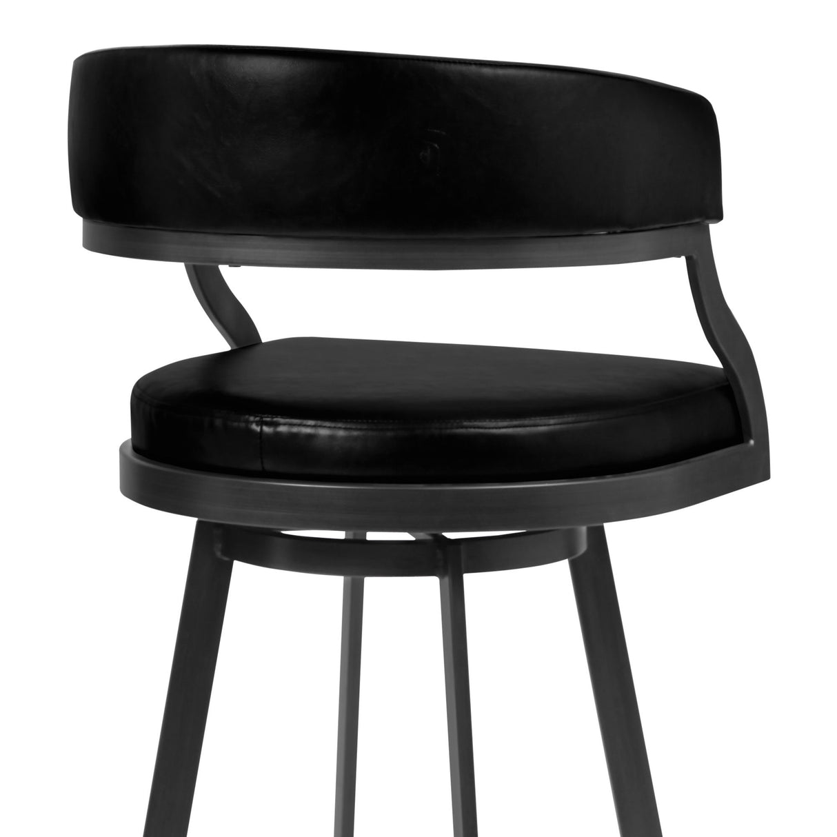 Saturn - 26" Counter Height Barstool - Mineral Finish And Vintage Black Faux Leather