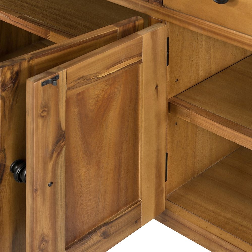 Sideboard Storage Cabinet Farmhouse Style Wood 55x32in Light Brown