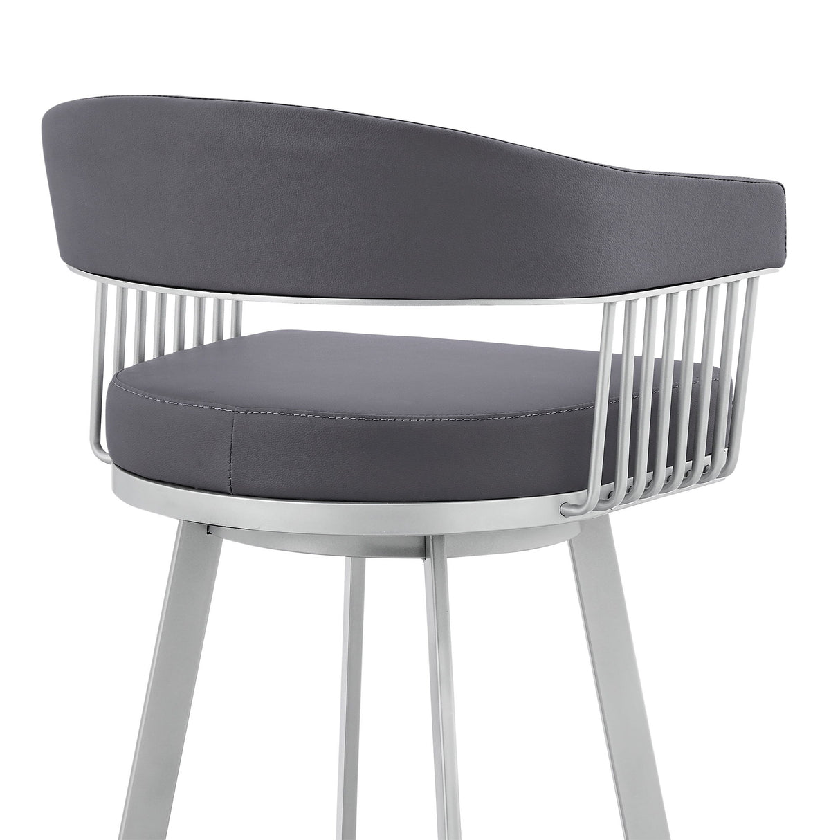 Chelsea - 25" Slate Gray Faux Leather And Silver Metal Bar Stool