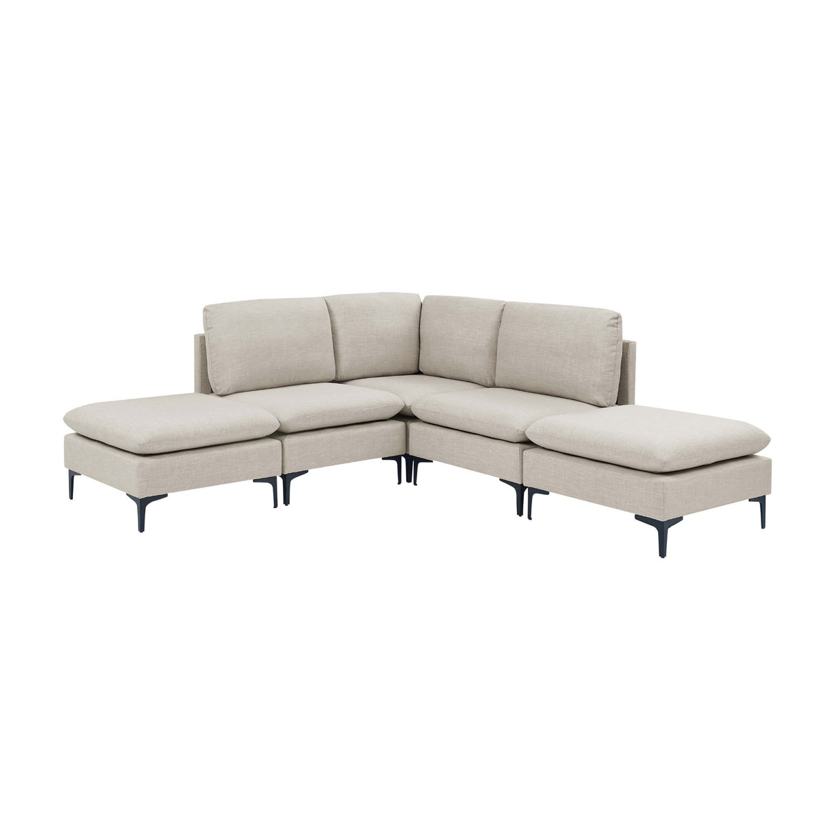 Upholstered Modular Sectional With Tall Legs, Medium Firm Seat