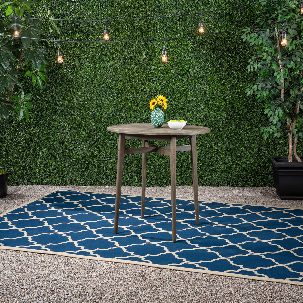 Outdoor Acacia Wood Bar Table With Slat Top