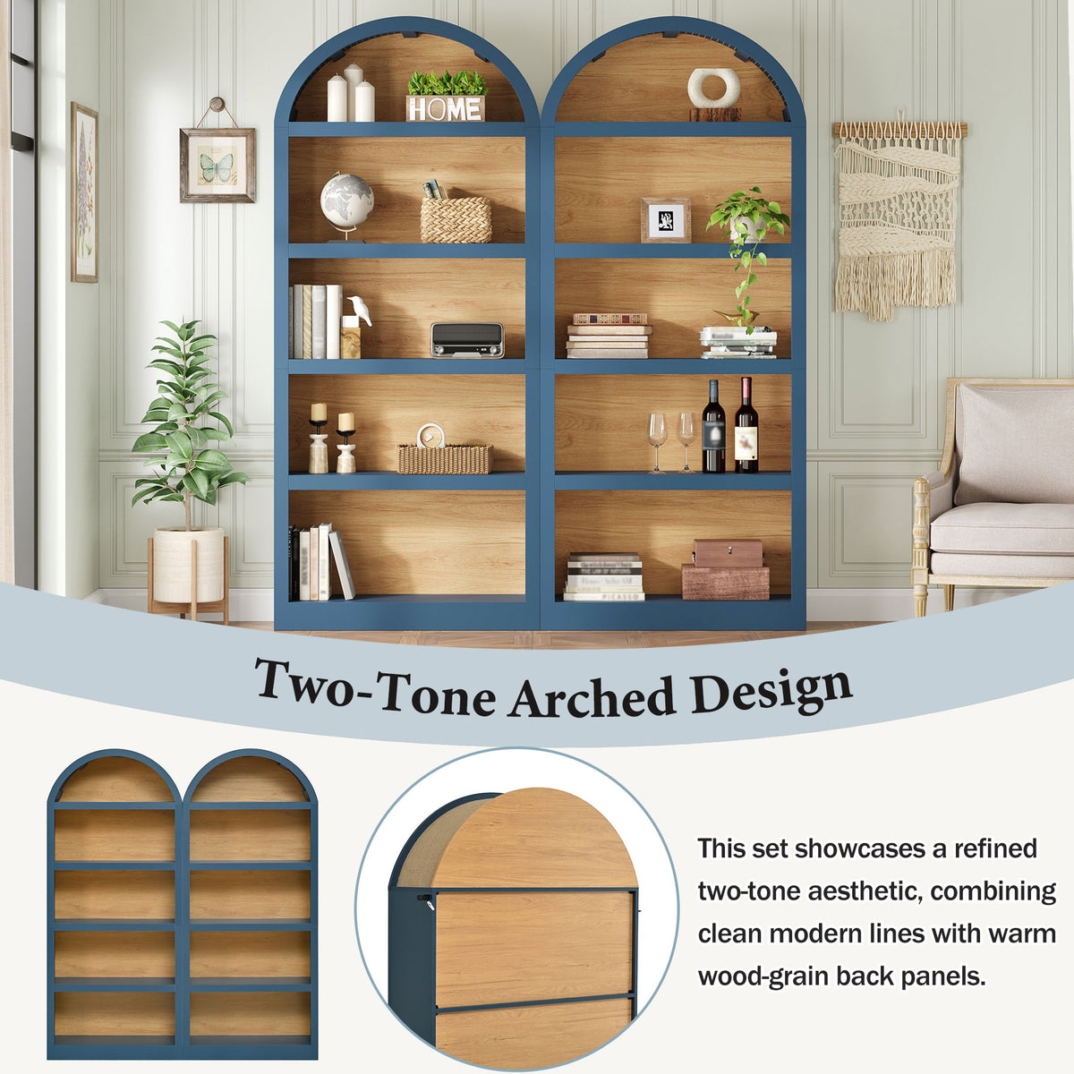 Freestanding Tall Bookshelves (Set of 2)