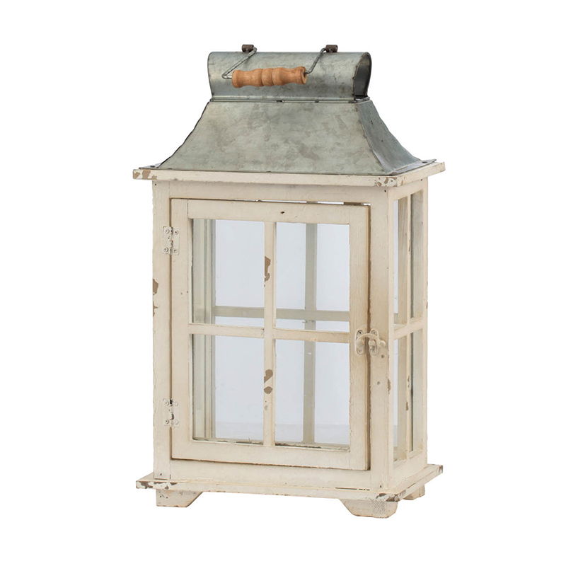 Wooden Candle Lantern Decorative, Hurricane Lantern Holder Decor For Indoor Outdoor, Home Garden Wedding - Ivory - Lanterns - Alpine Outlets