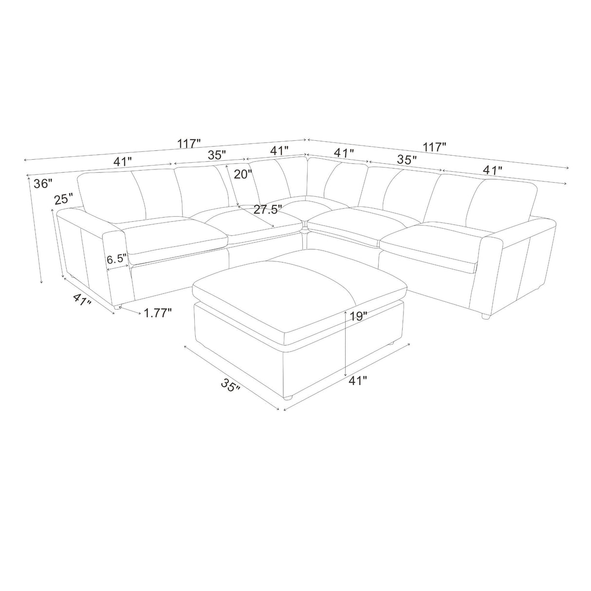 Upholstered Large Seating Modular Sectional