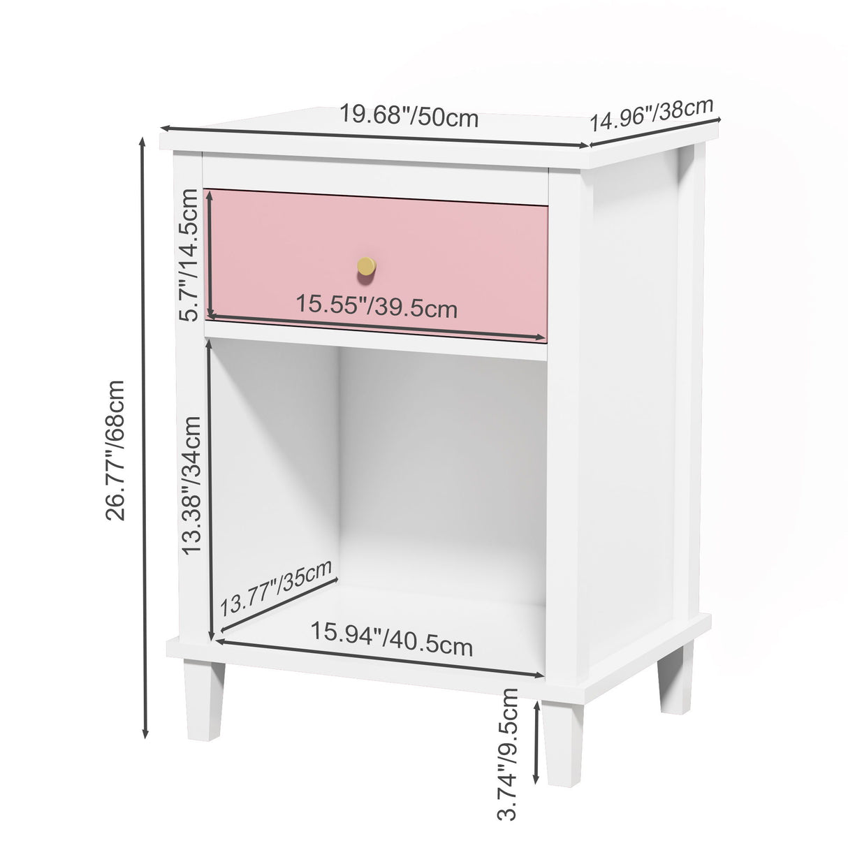 Nightstand With 1 Drawer 1 Shelf
