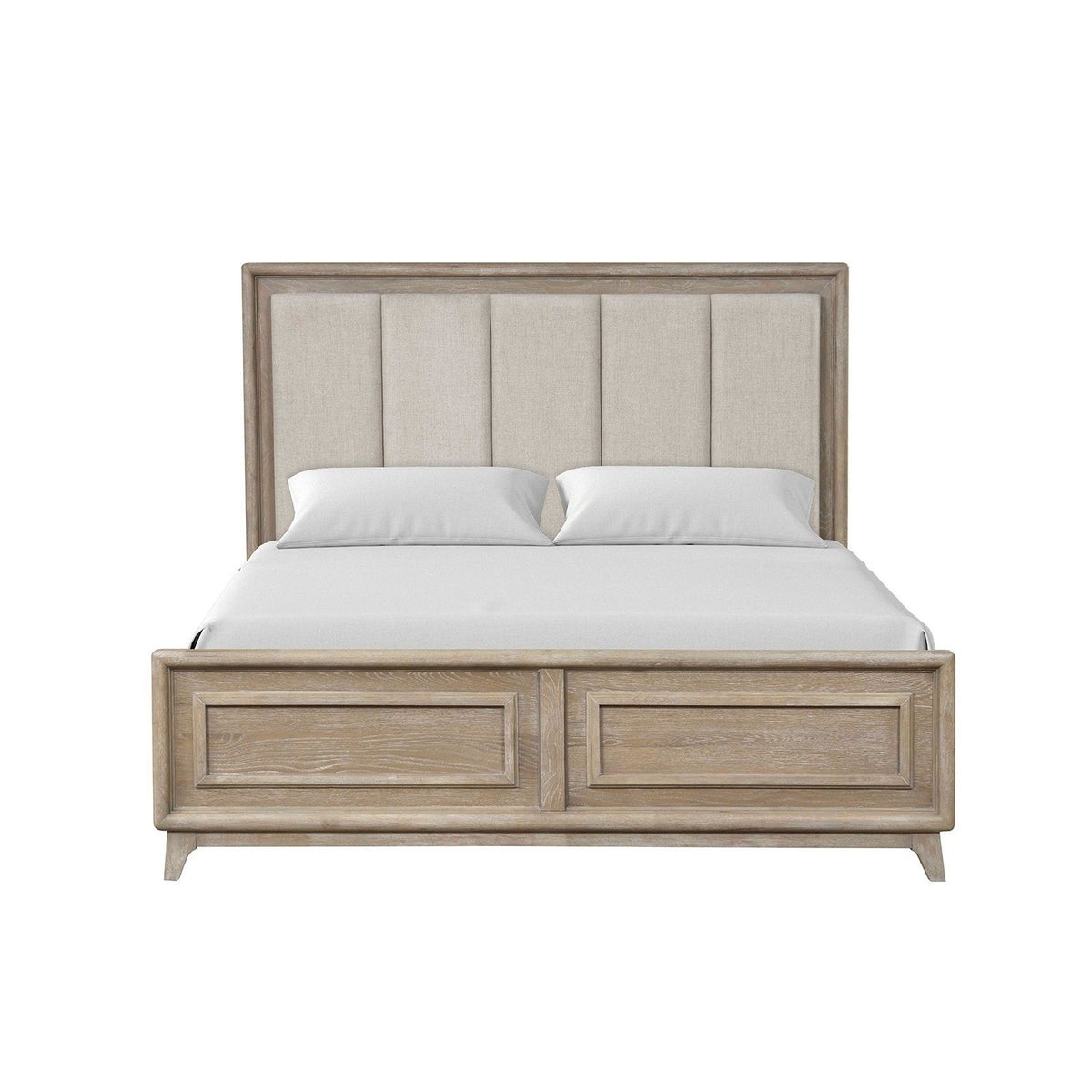 Eastern King Size Bed With Padded Headboard - Oak