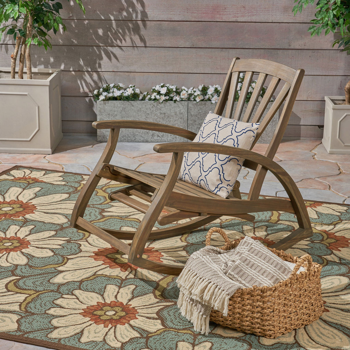 Outdoor Reclining Rocking Chair - Gray