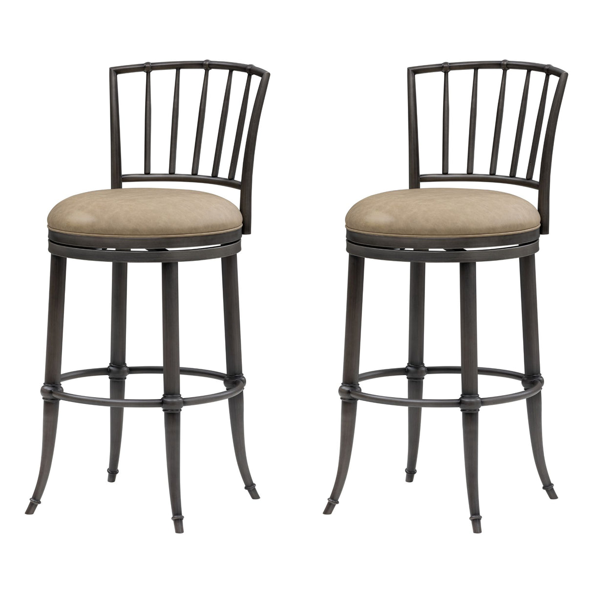 Vince - Commercial Grade Steel Frame Faux Leather Upholstered Swivel Bar Height Barstool