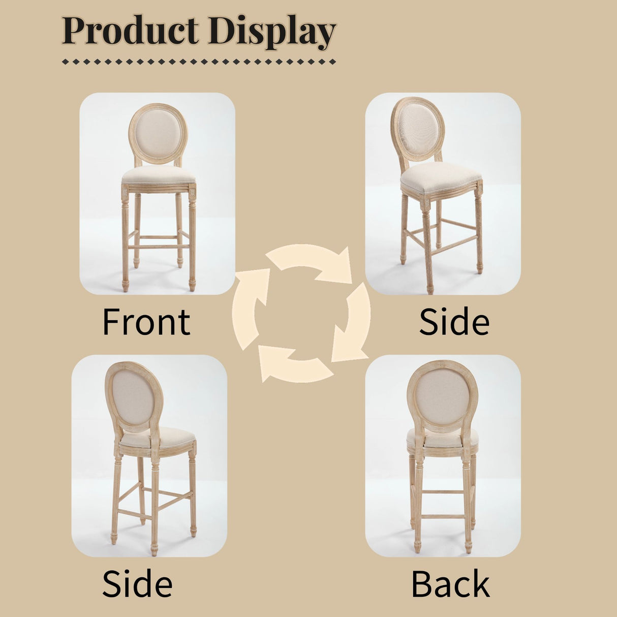 French Country Bar Chairs & Round Back (Set of 2)