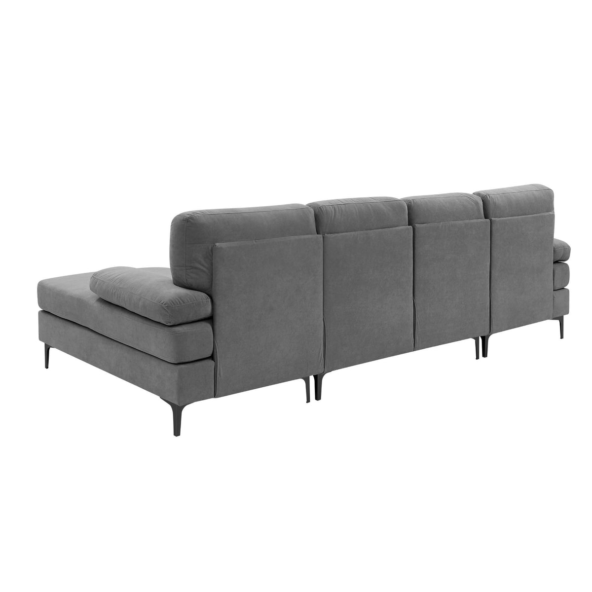 U - Shape Sectional With Legs, Pillow Top Arms - Dark Gray