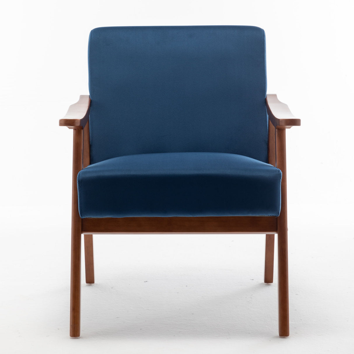 Mid Century Modern Accent Chair With Solid Wood Frame And Extra Thick Backrest