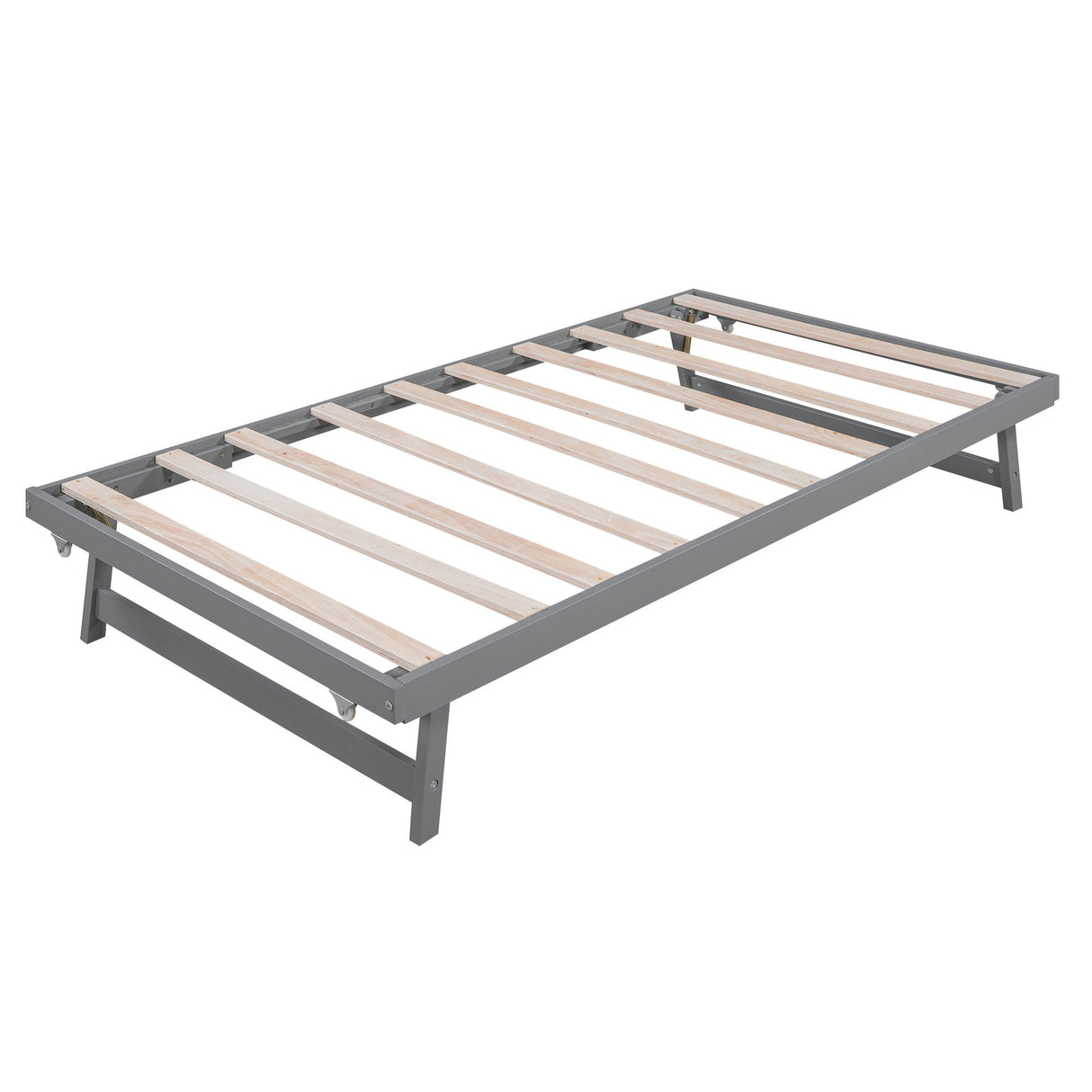 Full Size With Adjustable Twin Trundle Platform Bed - Gray