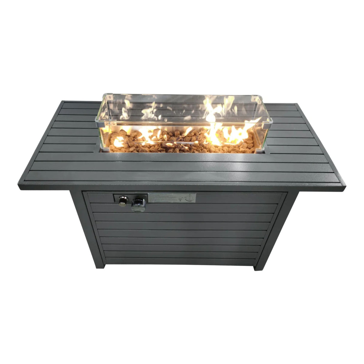Propane Outdoor Fire Pit Table Steel Modern Patio Furniture 42x25in