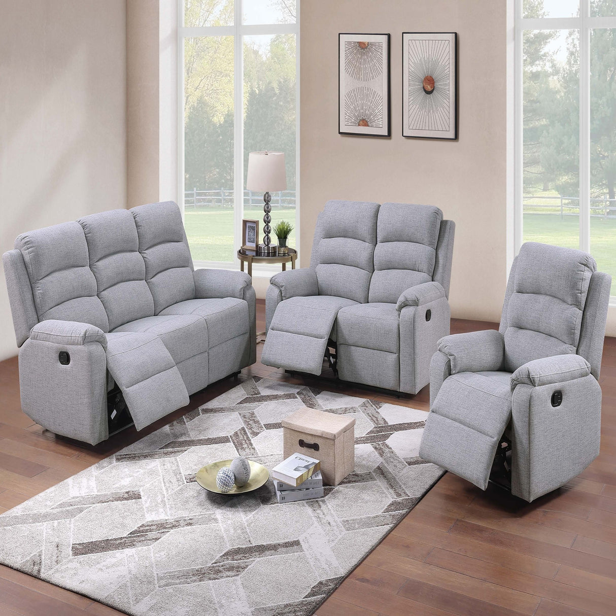 2 Piece Living Room Set With Manual Reclining Loveseat And Recliner