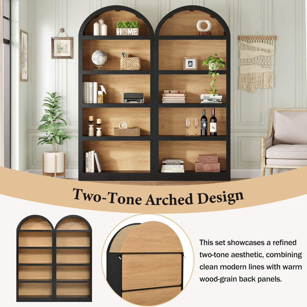 Freestanding Tall Bookshelves (Set of 2)