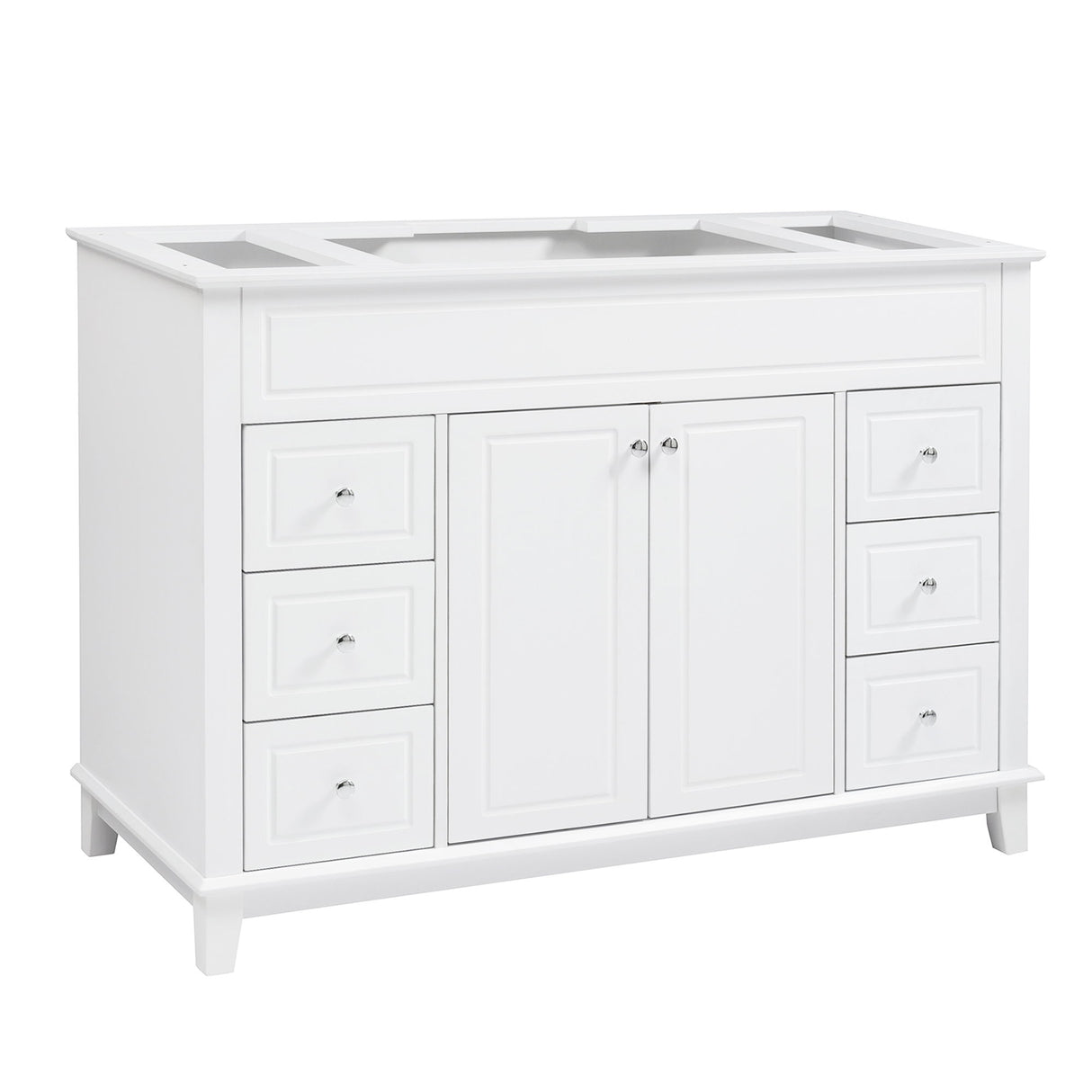Bathroom Vanity Cabinet Only, 6 Soft Close Drawers & Double Doors - White