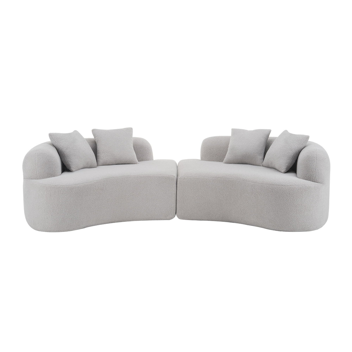 Curved 4 Seater Sofa For Small Spaces - Gray