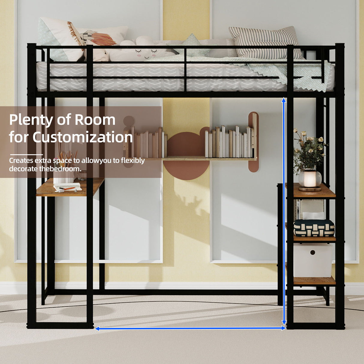 Bunk Bed With L-Shaped Desk And Dual Side Stairs