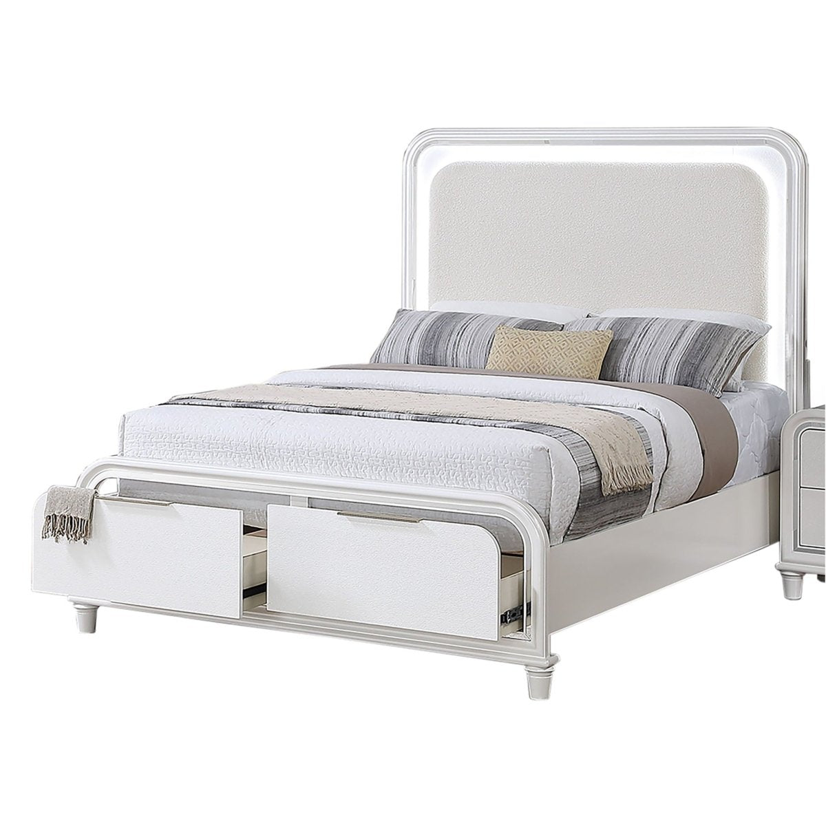 Bed With LED Lights Panel Headboard And Footboard Frame - Storage Beds available at Alpine Outlets in Denver