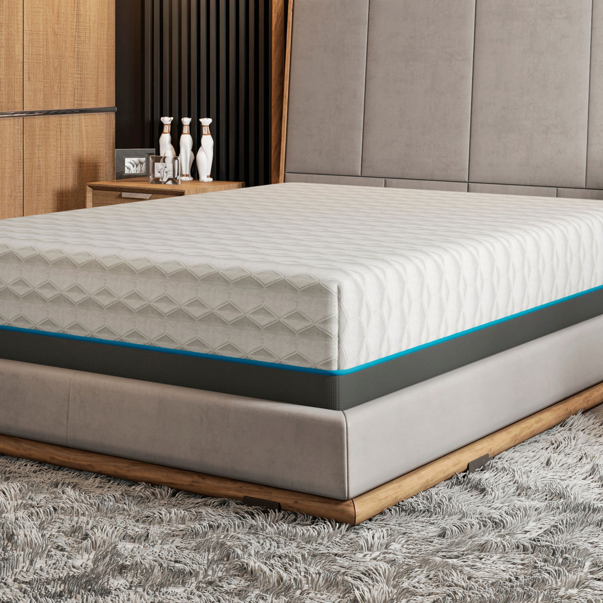 Copper Lux - 14" Plush Memory Foam Mattress With Phase Change Cooling Fabric