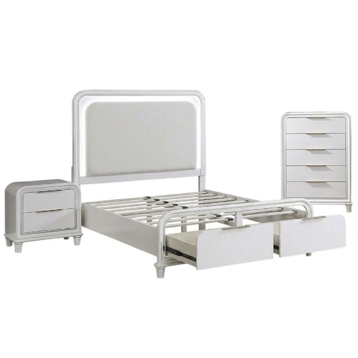 Bedroom Sets With LED Lights And Panel Headboard - 3 Piece Bedroom Sets available at Alpine Outlets in Denver