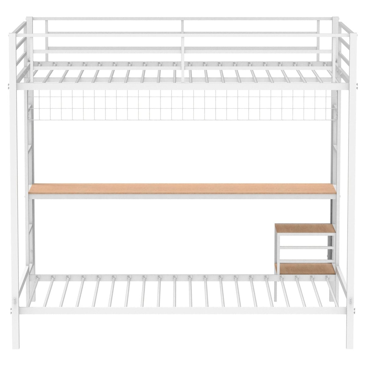 Bettoni Metal Full Over Twin Workstation Bunk Bed, Matte White - Bunk & Loft Beds available at Alpine Outlets in Denver