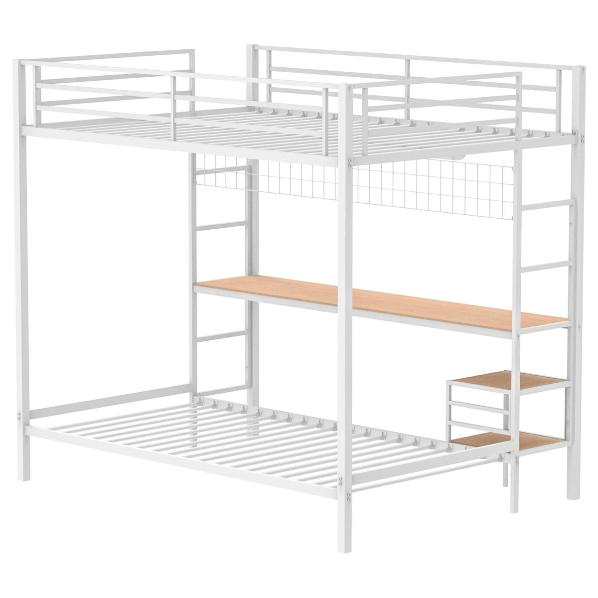 Bettoni Metal Full Over Twin Workstation Bunk Bed, Matte White - Bunk & Loft Beds available at Alpine Outlets in Denver