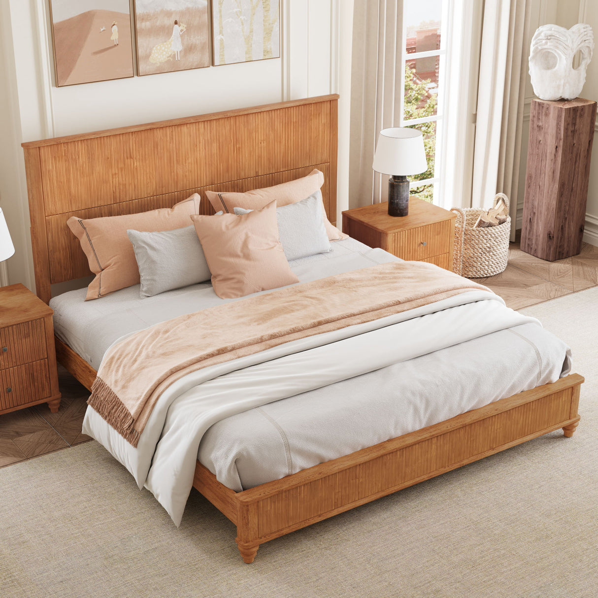 Platform Bed Frame With Tall Headboard