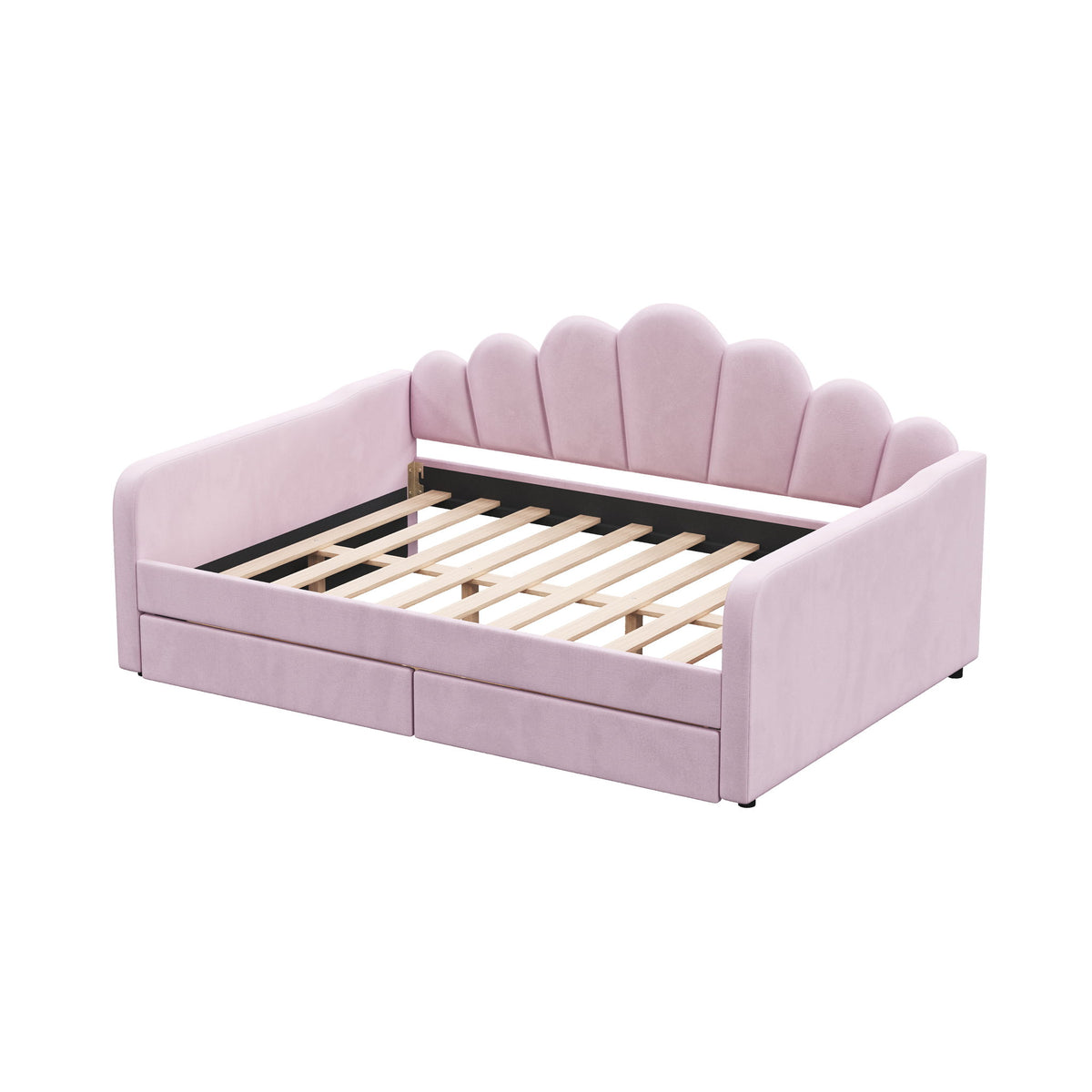 Shell Shaped Upholstered Daybed Frame With Slats