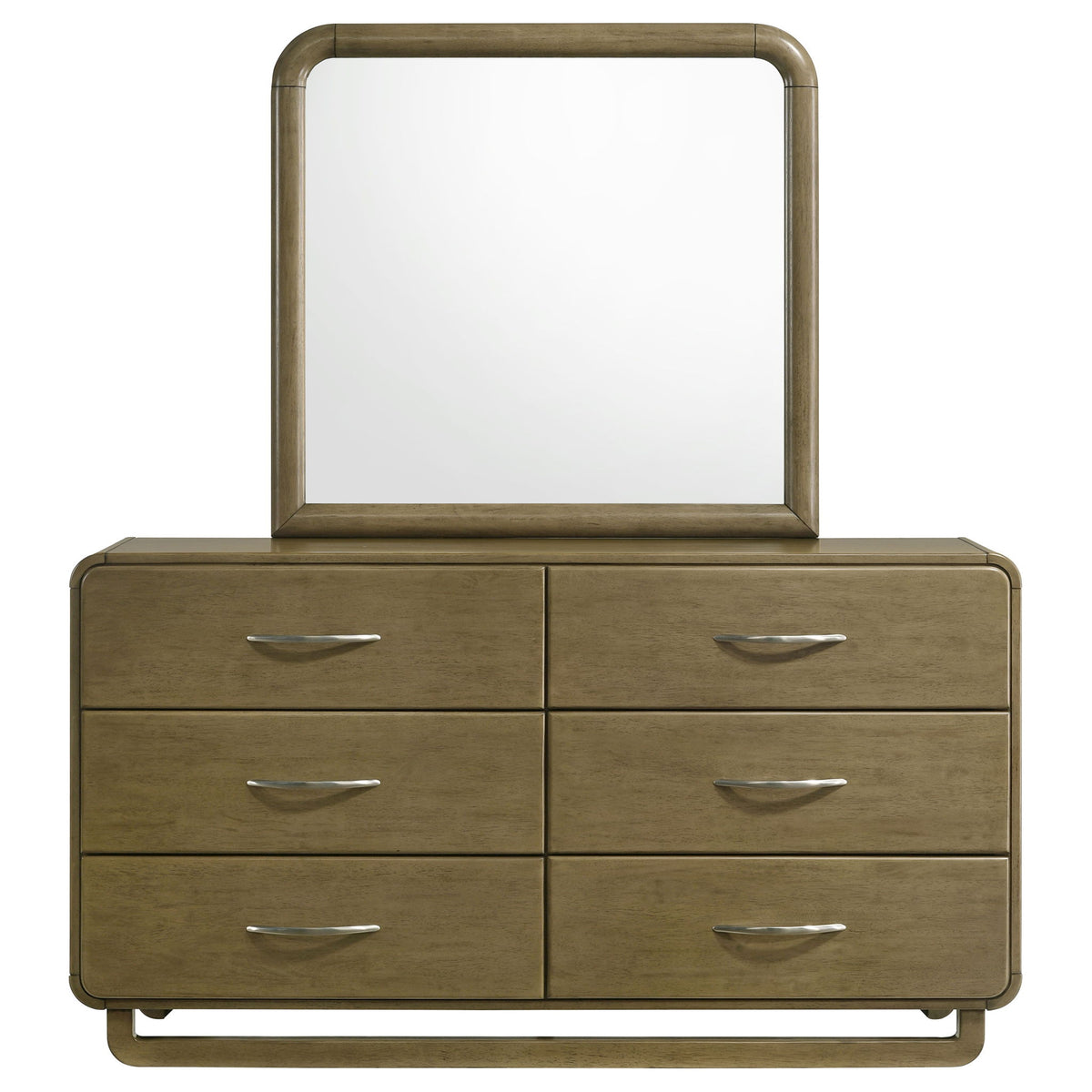 Bernardo - 6 Drawer Dresser And Mirror With Rounded Corners - Nutmeg Brown