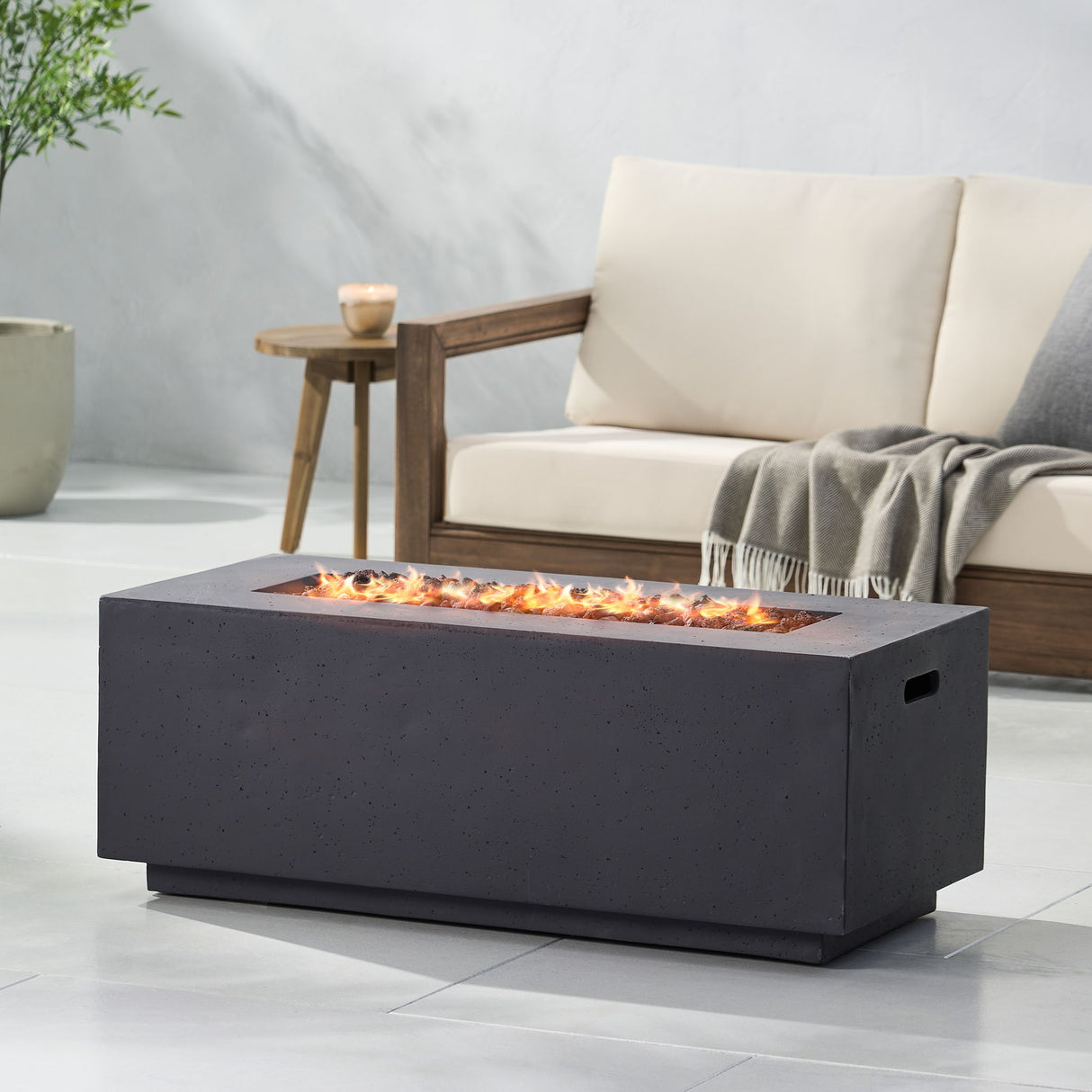 Contemporary Outdoor 40, 000 Btu Propane Fire Pit - Dark Gray