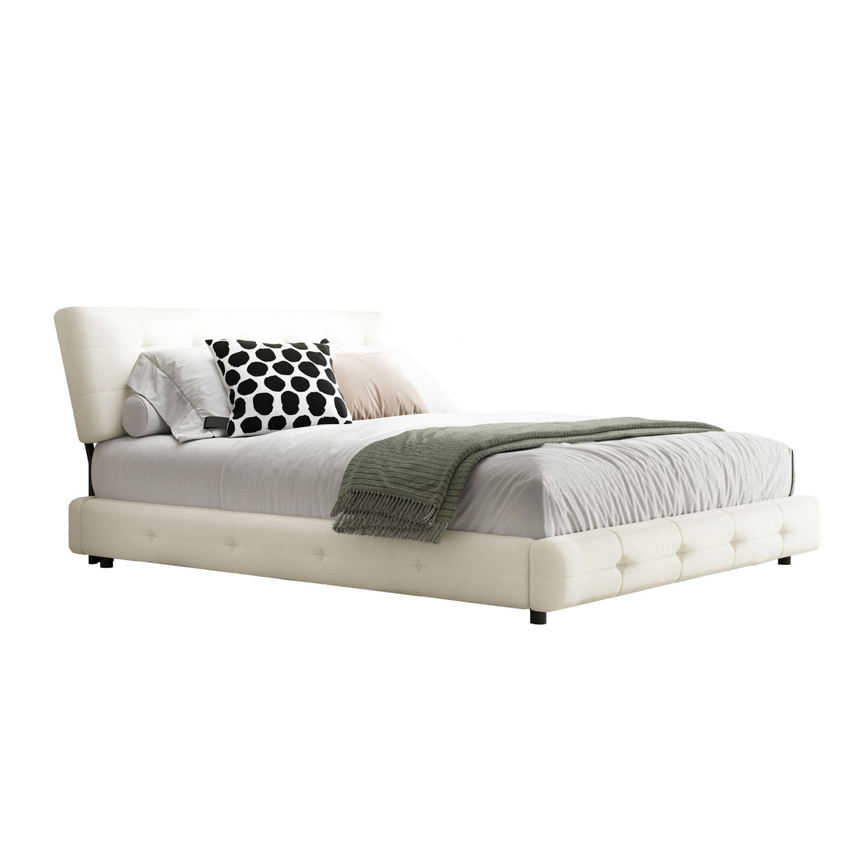 Tufted Headboard With Extra-Large Ultra-Soft Cloud Pillow Design