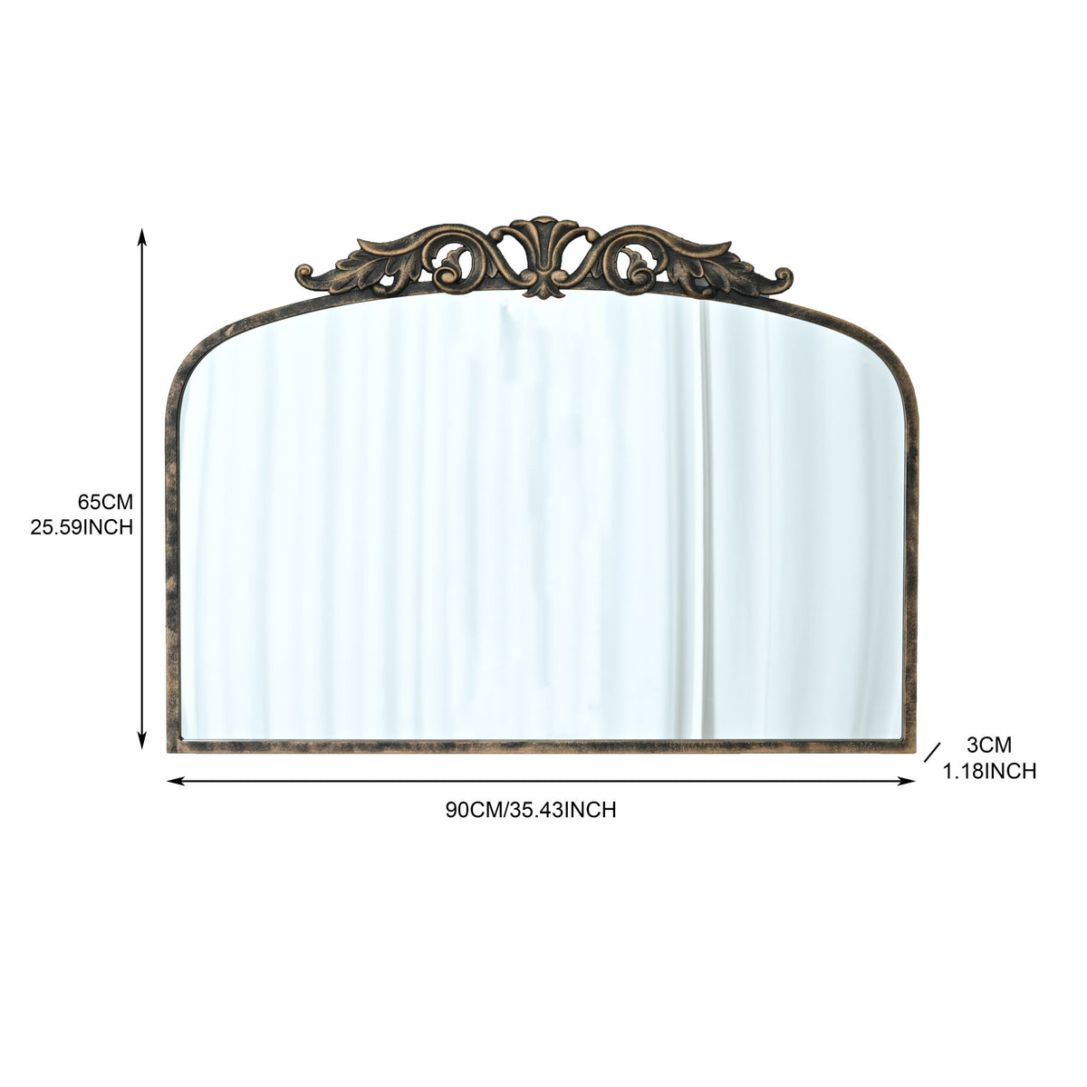Handmade Arched Mirror, Ornate Baroque For Entryway - Antique Bronze