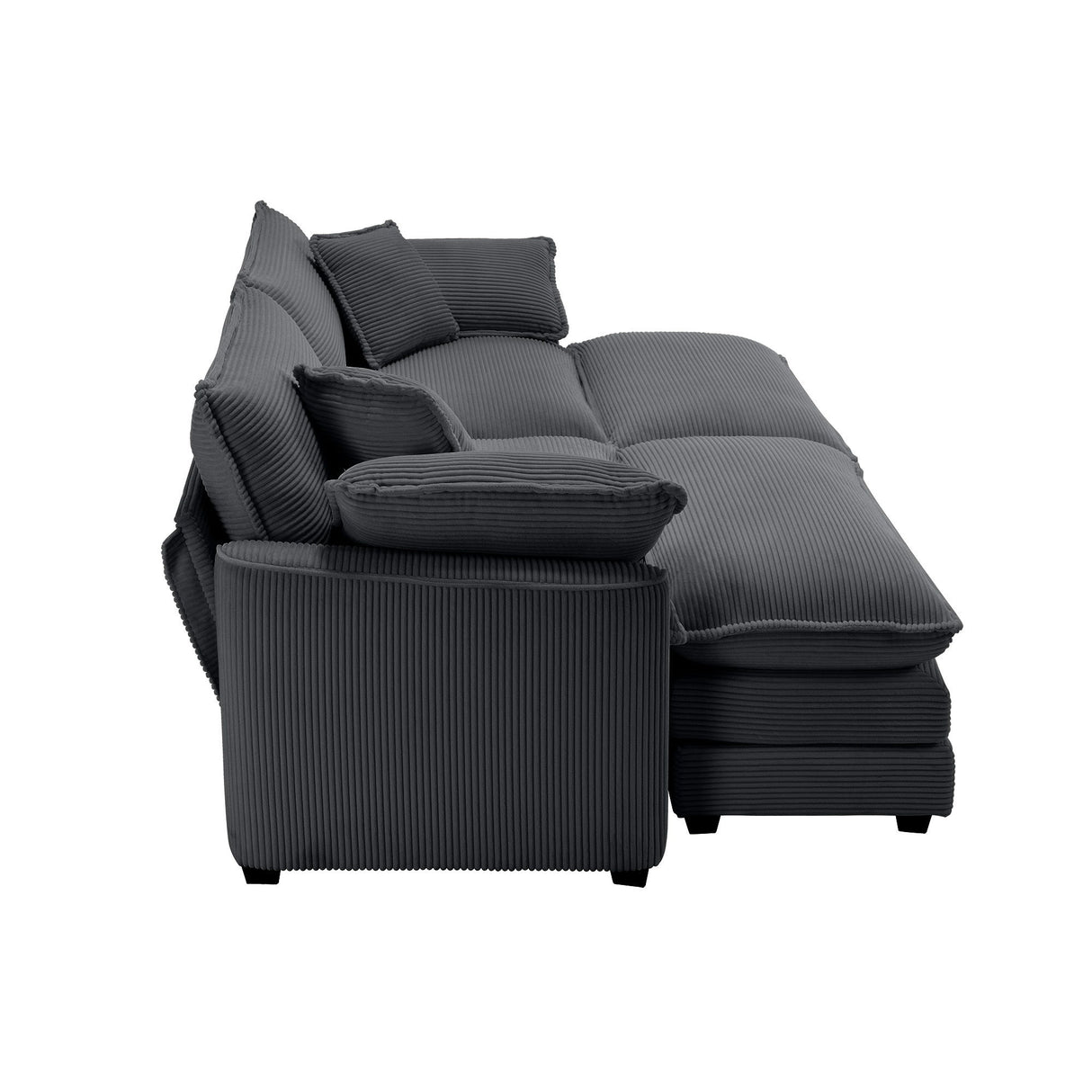 Modular Oversized Cushion Sofa With Ottoman, Low Back, Deep Seating Sofa Set