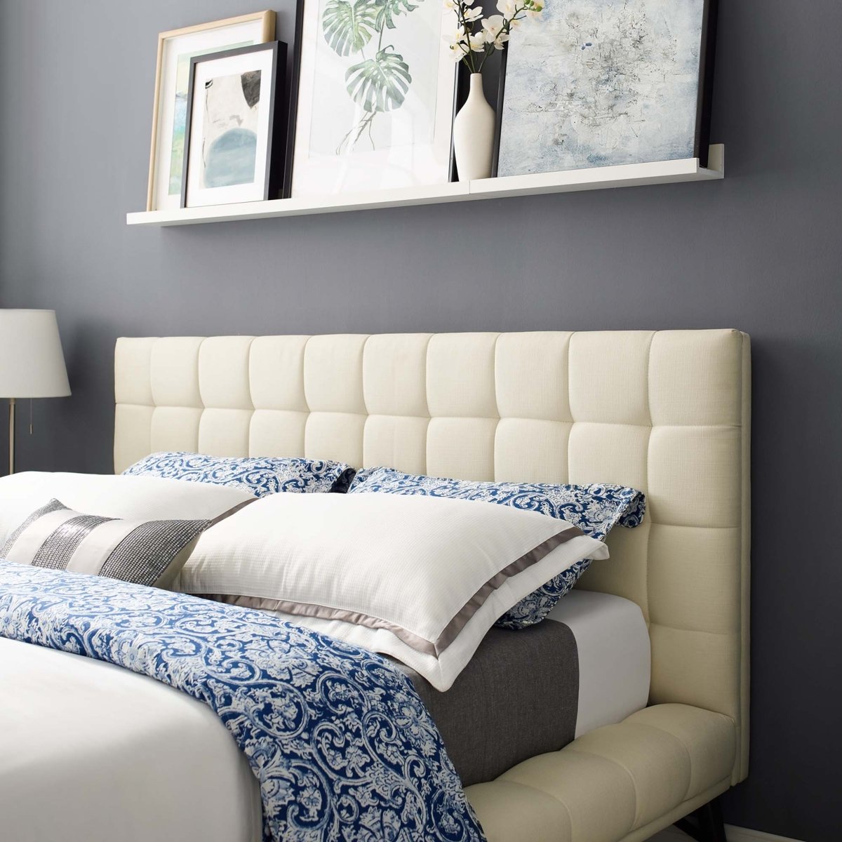 Biscuit Tufted Performance Velvet Queen Platform Bed - Platform Bed available at Alpine Outlets in Denver