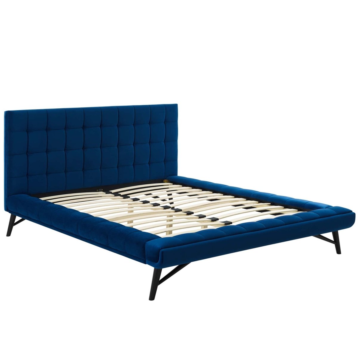 Biscuit Tufted Performance Velvet Queen Platform Bed - Platform Bed available at Alpine Outlets in Denver