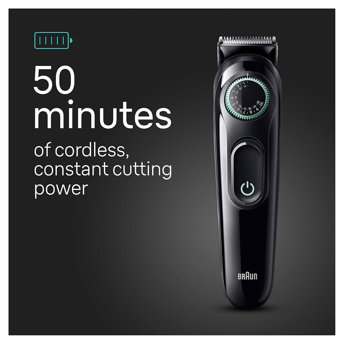 Braun AIO3430 rechargeable trimmer with up to 50 minutes cordless runtime