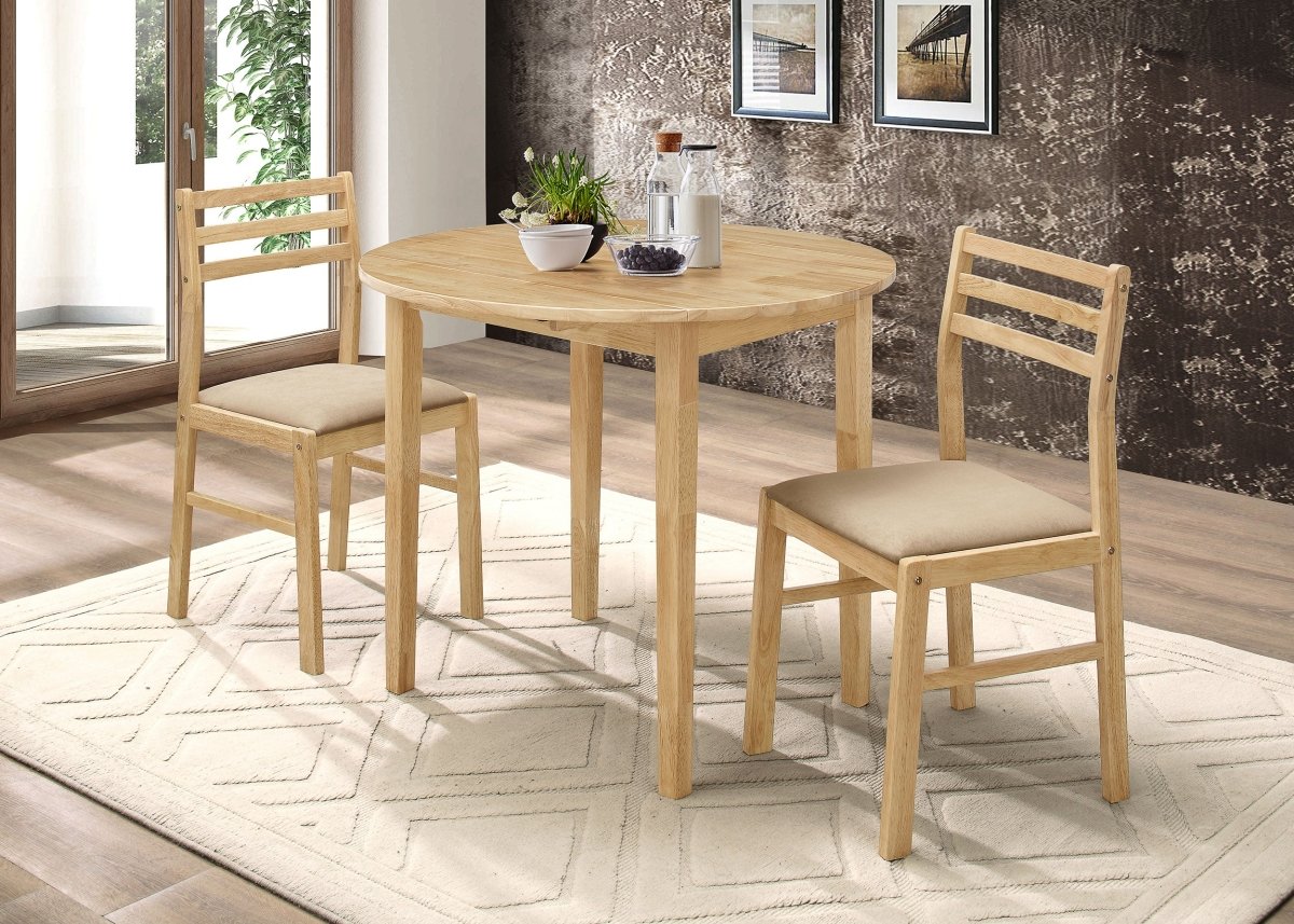 Bucknell 3-Piece Round Drop Leaf Dining Set in Natural - Dining Room Sets available at Alpine Outlets in Denver