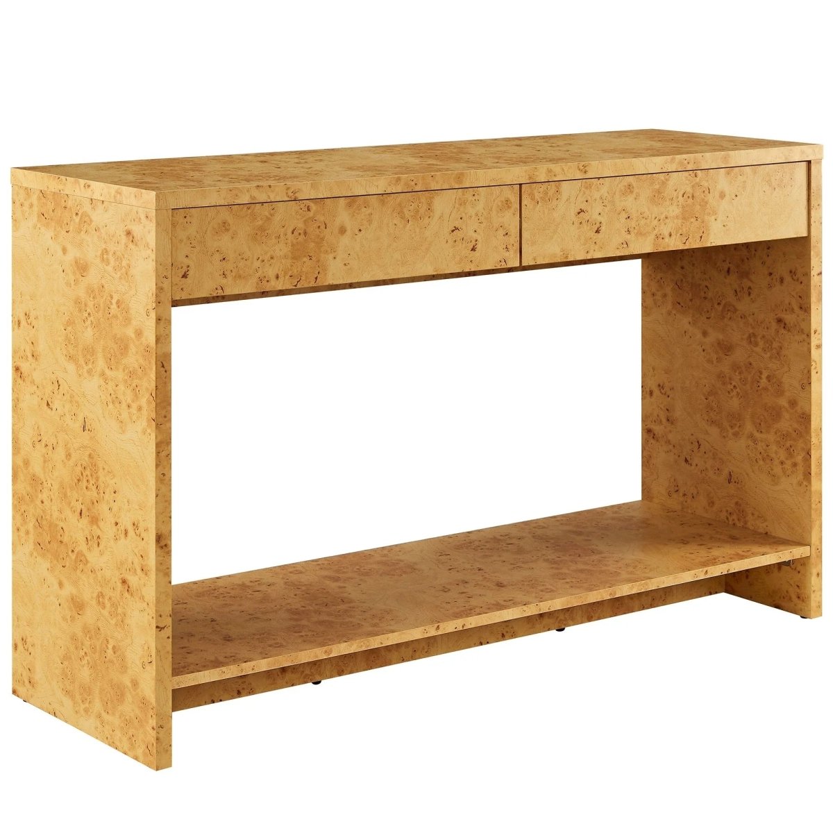 Burl Wood Console Table with 2 Drawers and Shelf – 47 Inch - Ottomans available at Alpine Outlets in Denver