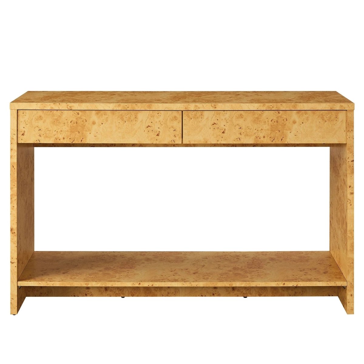 Burl Wood Console Table with 2 Drawers and Shelf – 47 Inch - Ottomans available at Alpine Outlets in Denver