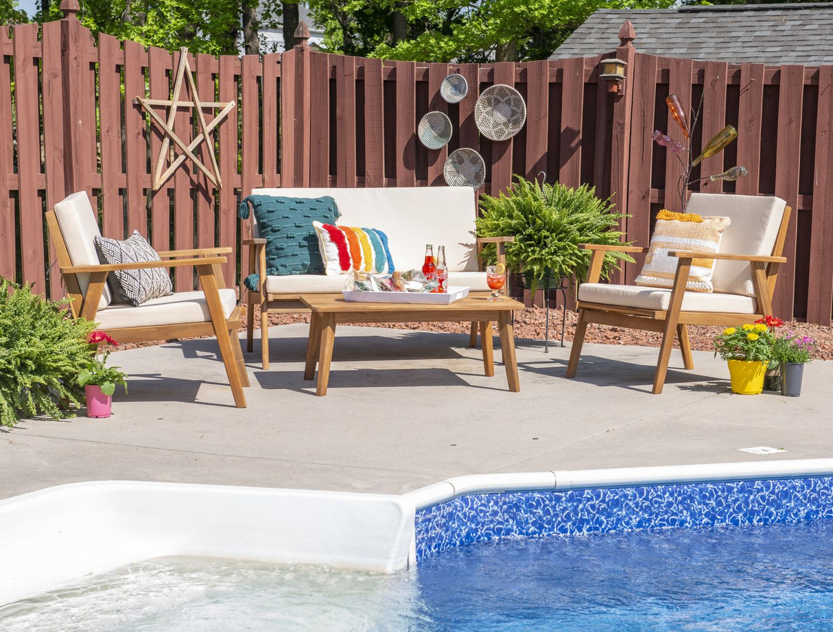Linon Cole Chat Natural Outdoor Lounge Set