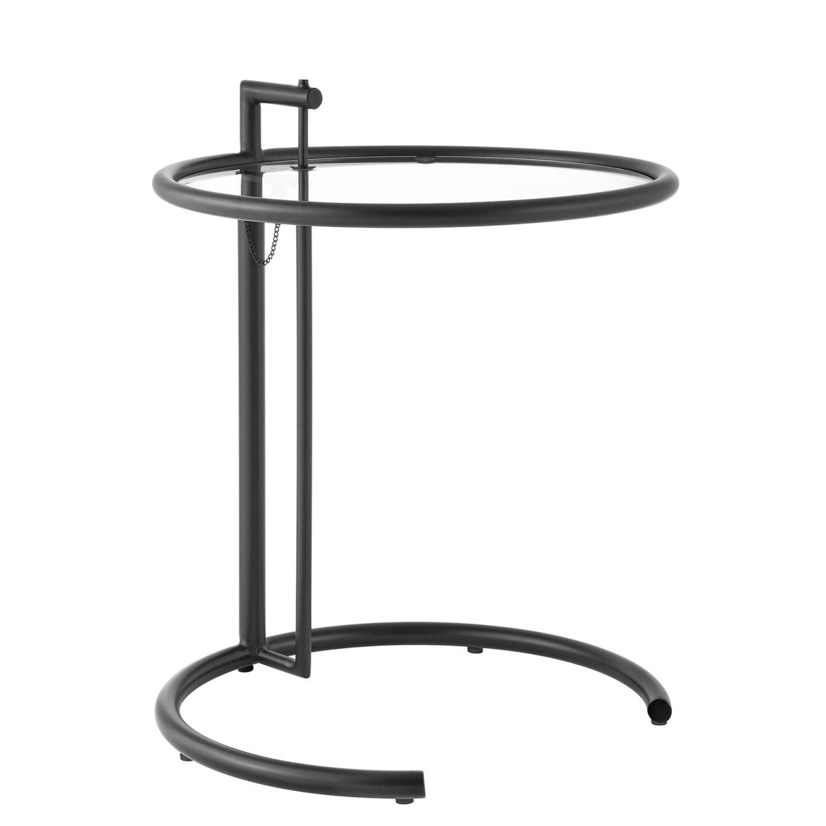 C Shaped Glass Side Table with Metal Frame β Adjustable 20 Inch - End & Side Tables available at Alpine Outlets in Denver