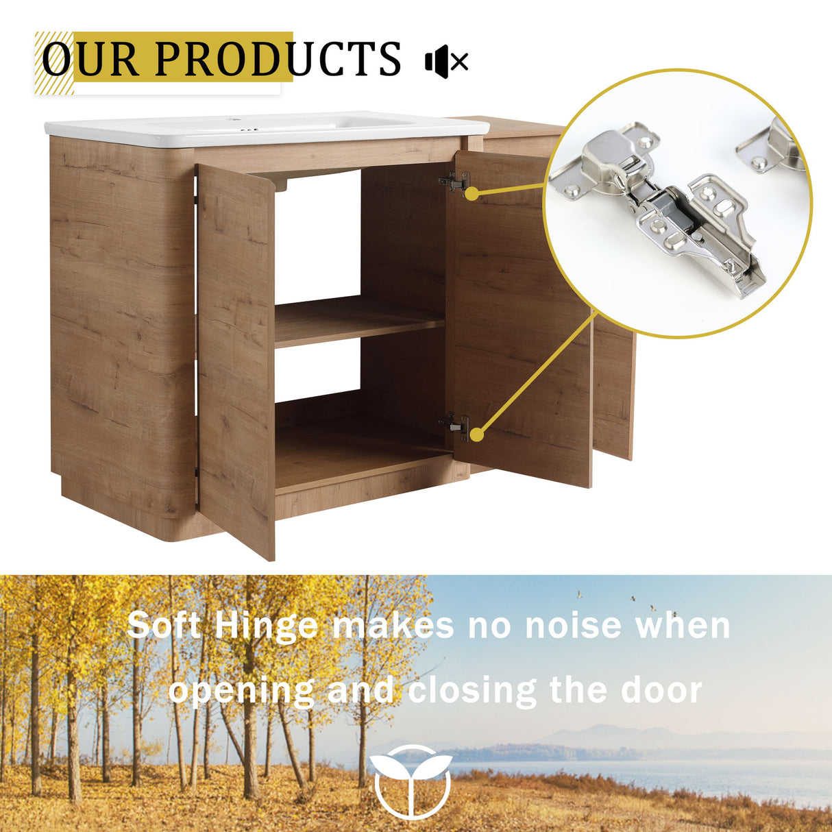 Freestanding Bathroom Vanity With Sink, 1 Small Storage Cabinet, Soft Close Door