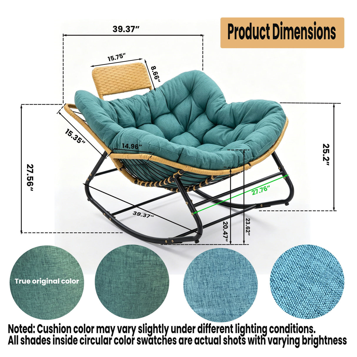 Oversized Papasan Rocking Chair Outdoor With Thick Cushion