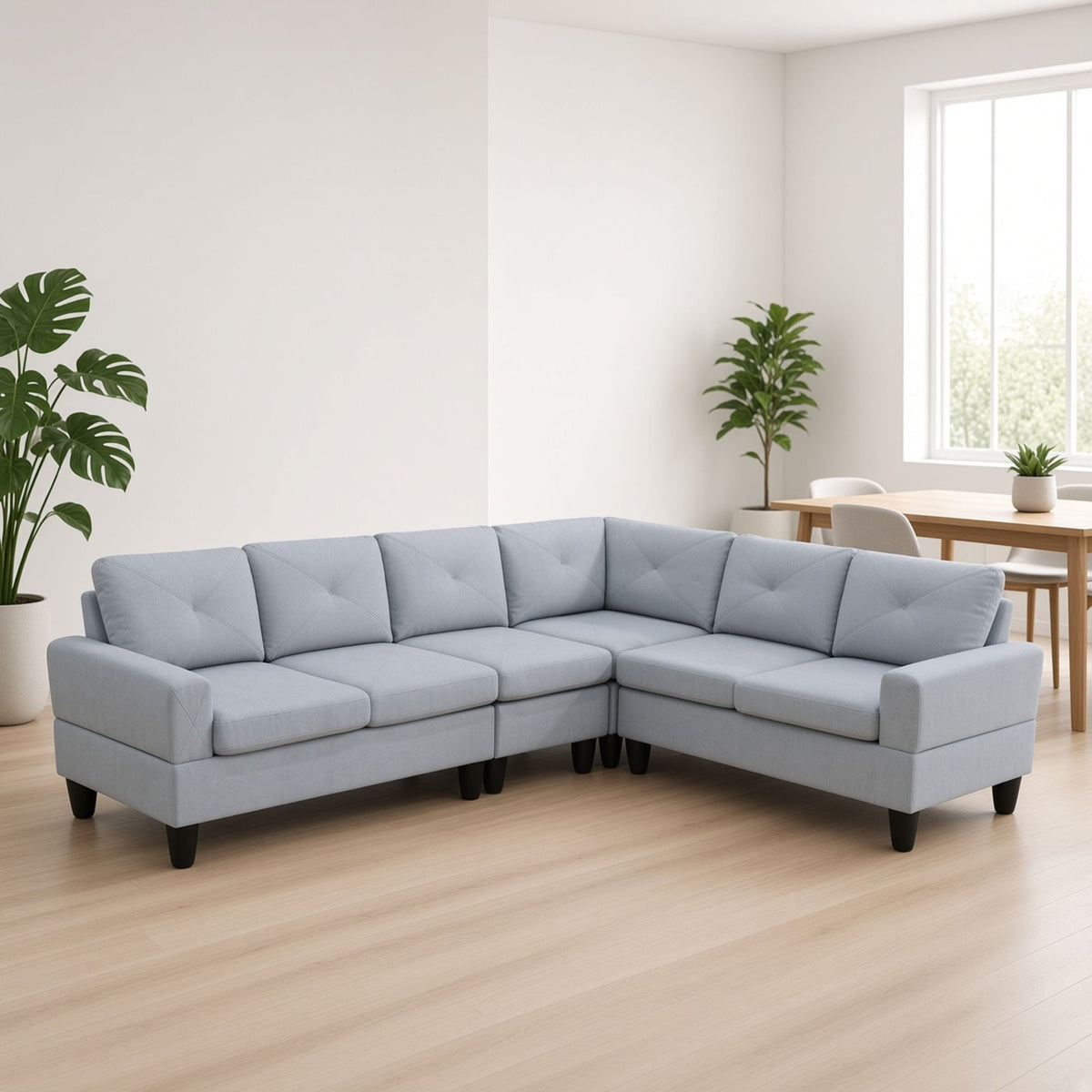 Modular L - Shaped Sectional Sofa 6 Seater 4 Piece Couch With Chaise