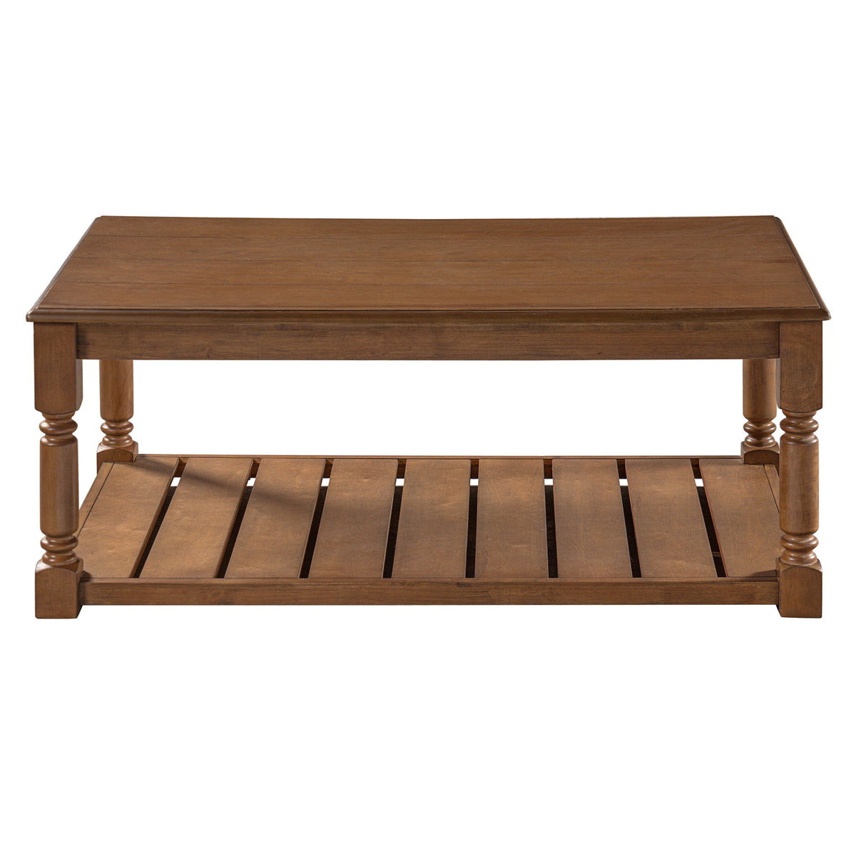 Coffee Table With Slatted Lower Shelf For Living Room