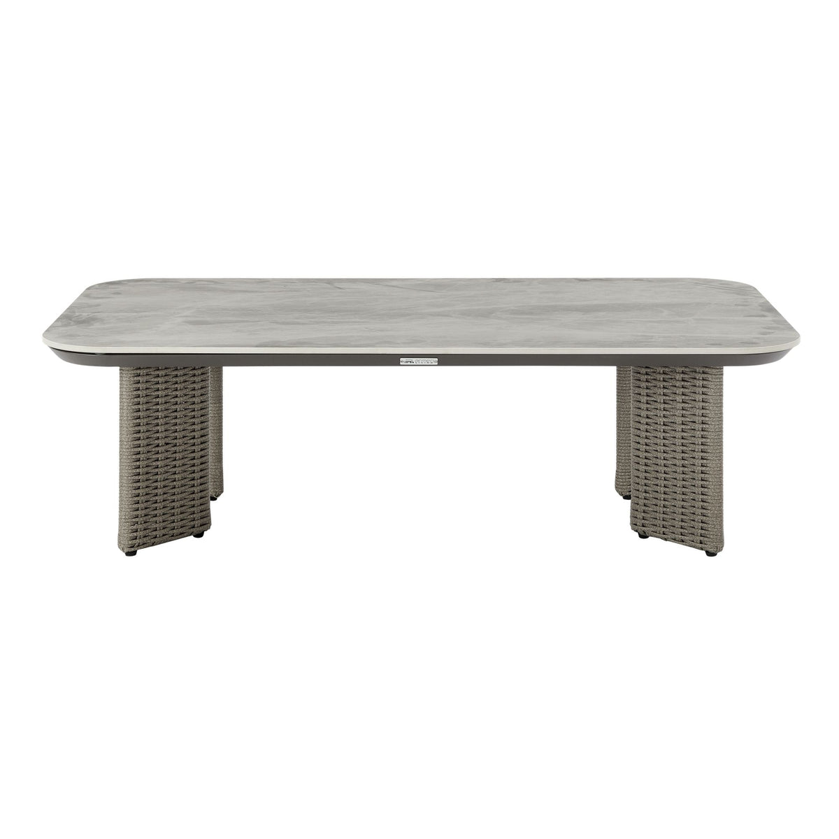 Ciela - Outdoor Rectangular Sintered Stone Coffee Table With Rattan Accents And Frame - Dark Bronze
