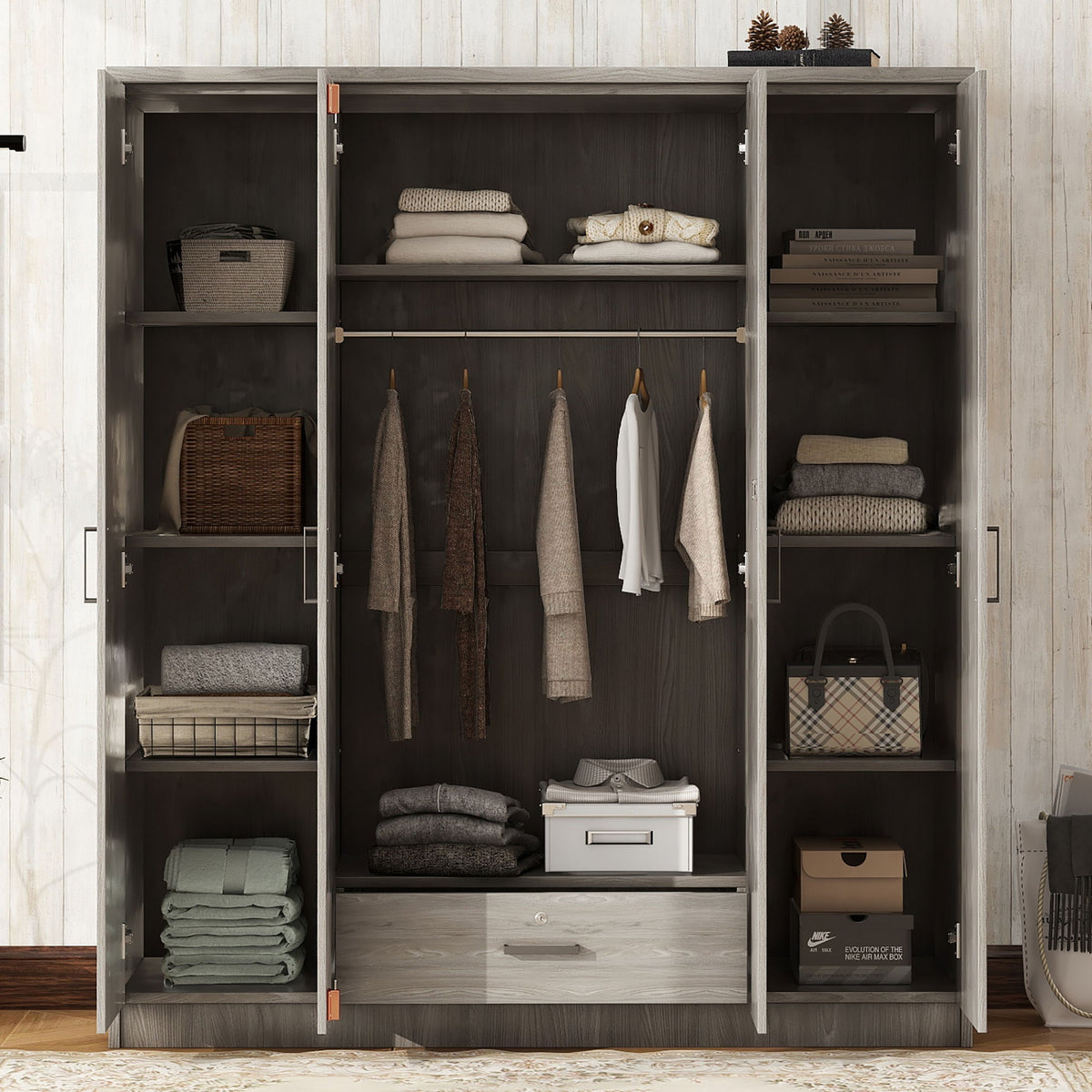 4 Door Wardrobe With 1 Drawer