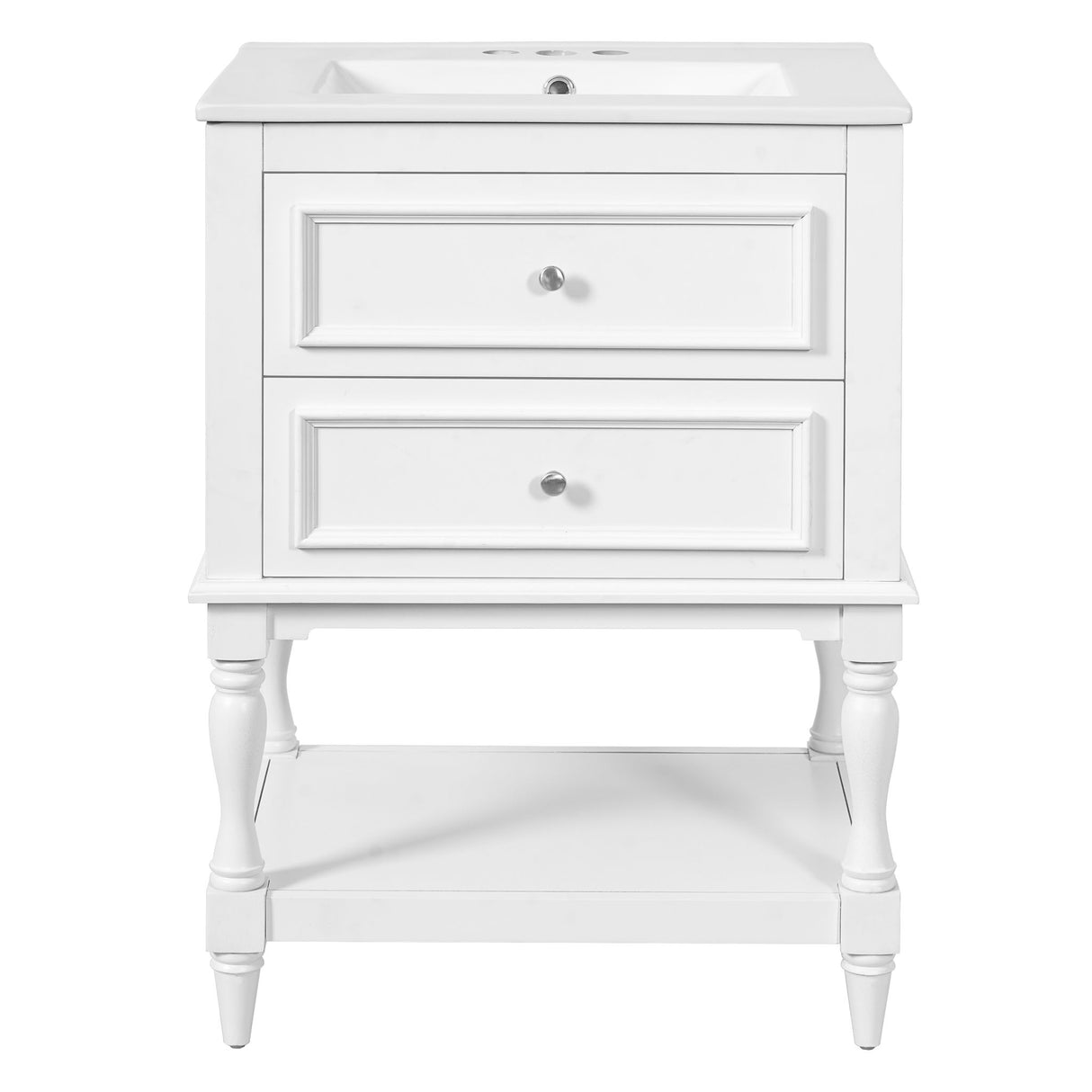 Bathroom Vanity With Sink, 2 Drawers Storage Cabinet, Open Shelf